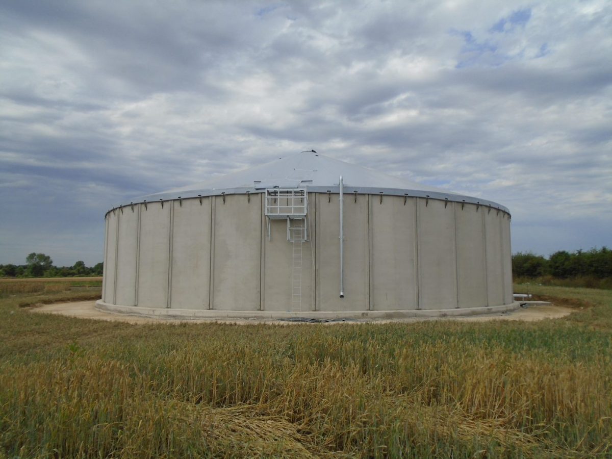 A long term slurry tank solution for his pig production business.